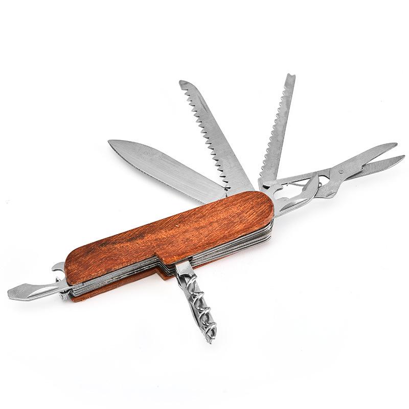 Multi-function Tool 11 in 1 Pocket Knife With Wooden Handle 