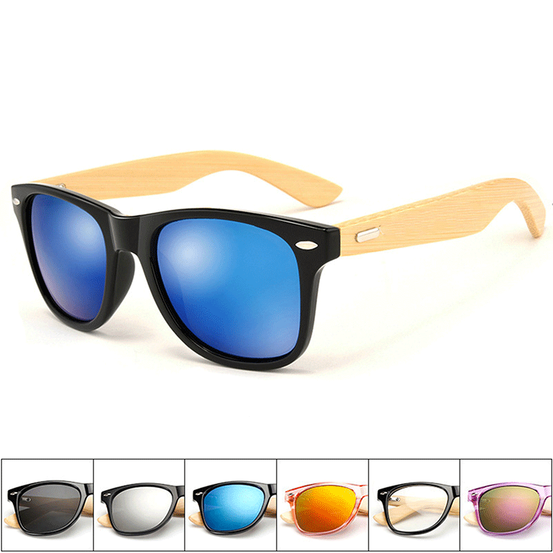 Women Men Fashion Sunglasses with Bamboo Frame