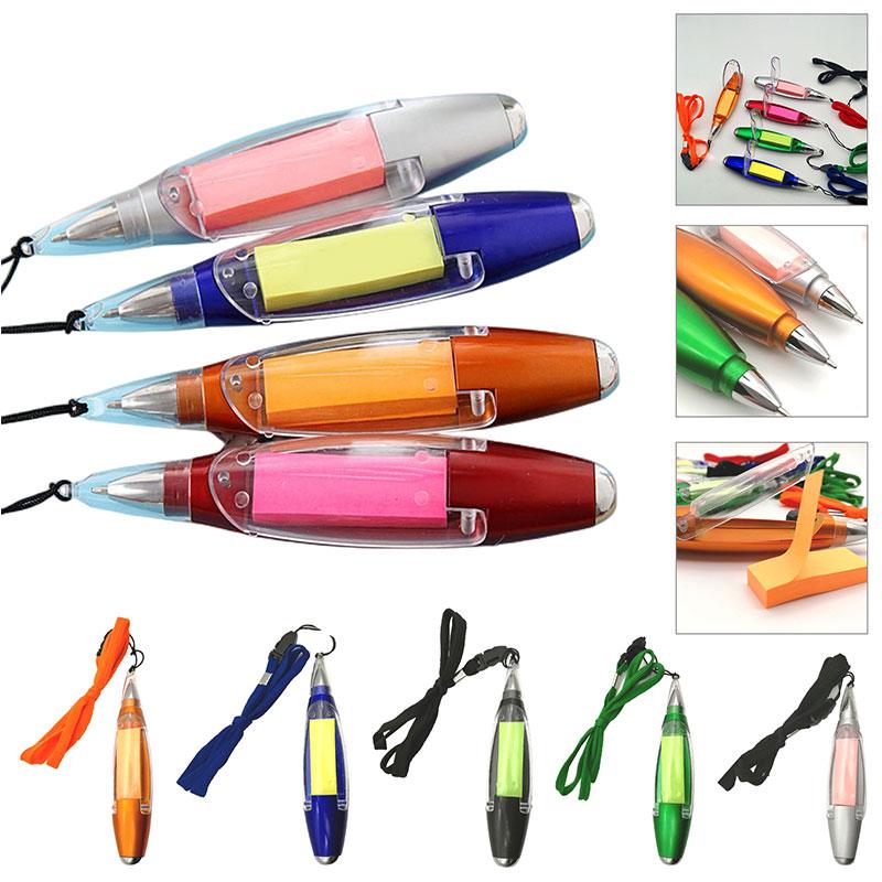 Multi Functional Ball Point Pen with Sticky Notes/Flashlight