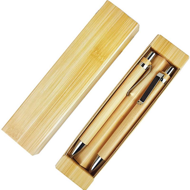 Natural Bamboo Ballpoint Pen Set of 2 Pieces