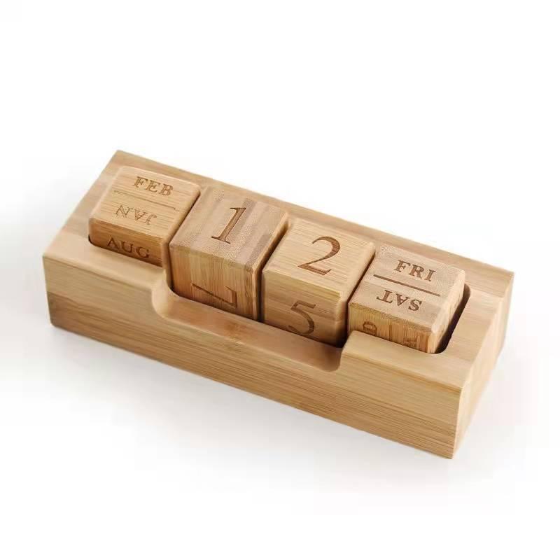 Bamboo and Wood Block Style Desk Calendar