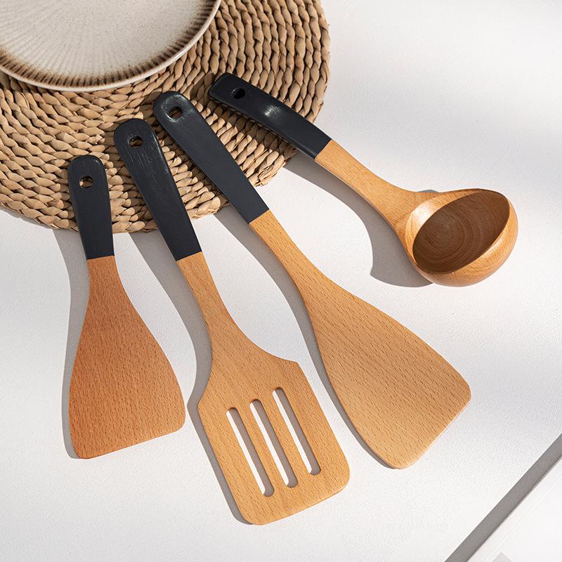 Wood Utensils Set For Kitchen Cooking