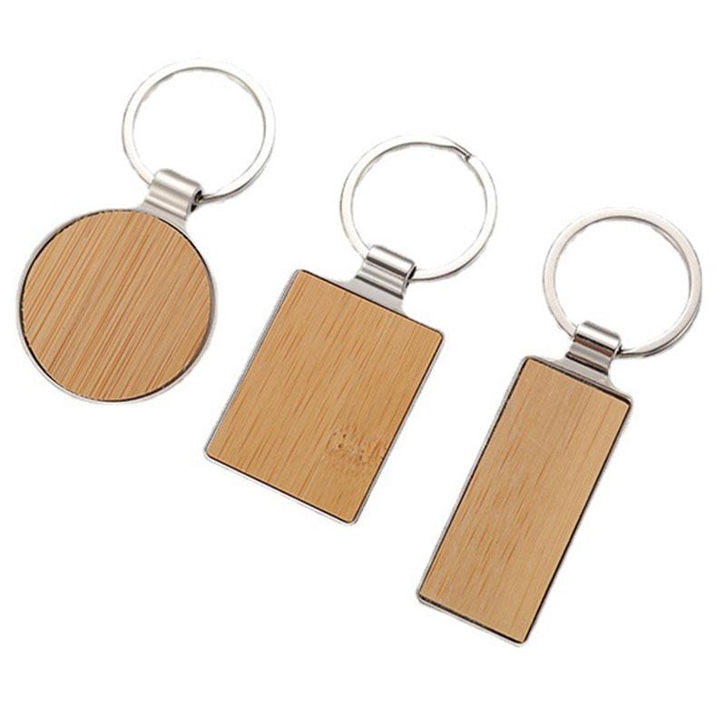  Zinc Alloy Blank Bamboo Wood Keyring