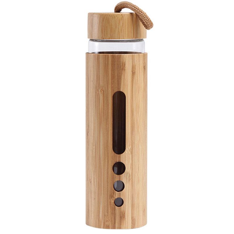 Glass Drinking Water Bottle with Bamboo Sleeve