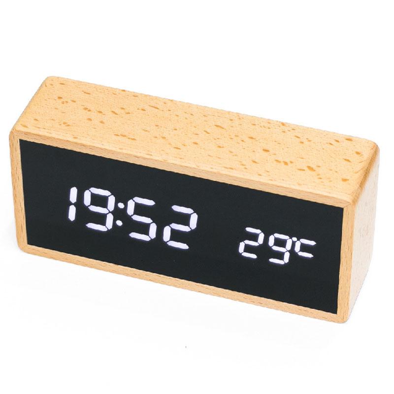 BAMBOO LED TABLE ALARM CLOCK 