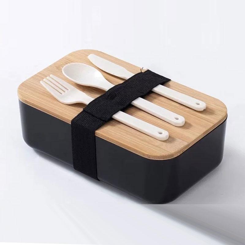 Portable Wheat Straw Lunch Box With Bamboo Lid