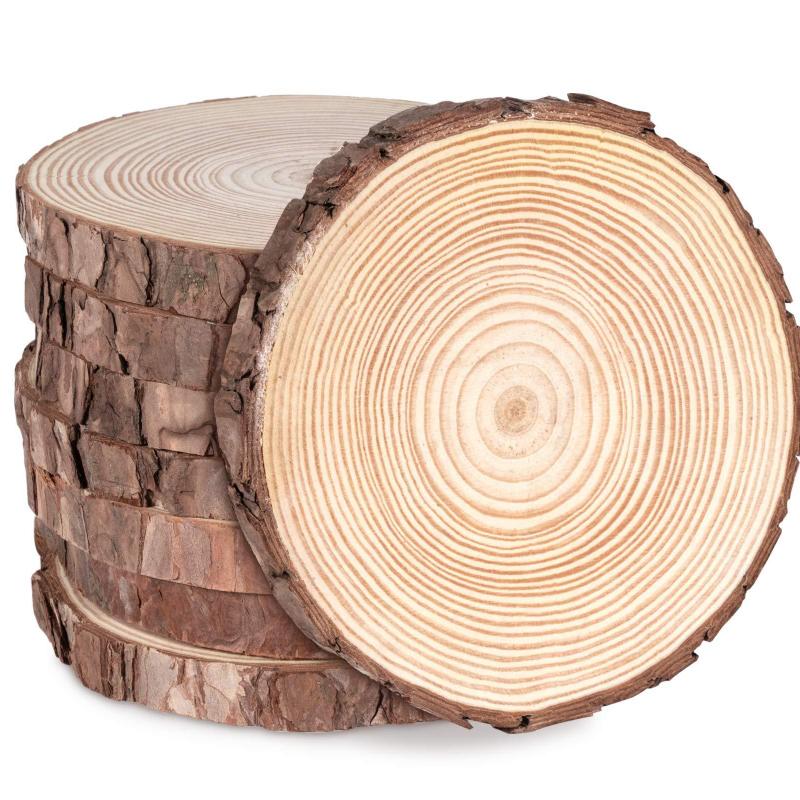 DIY Christmas Natural Round Unfinished Wood Slices With Bark For Crafts Tree Ornaments