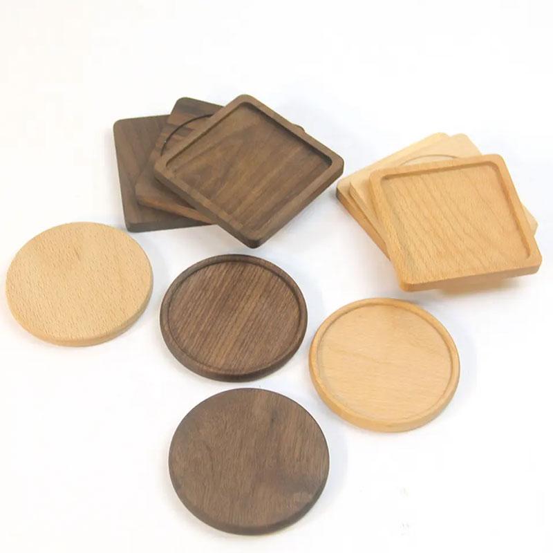  Round Square Shaped Wooden Coffee Coaster