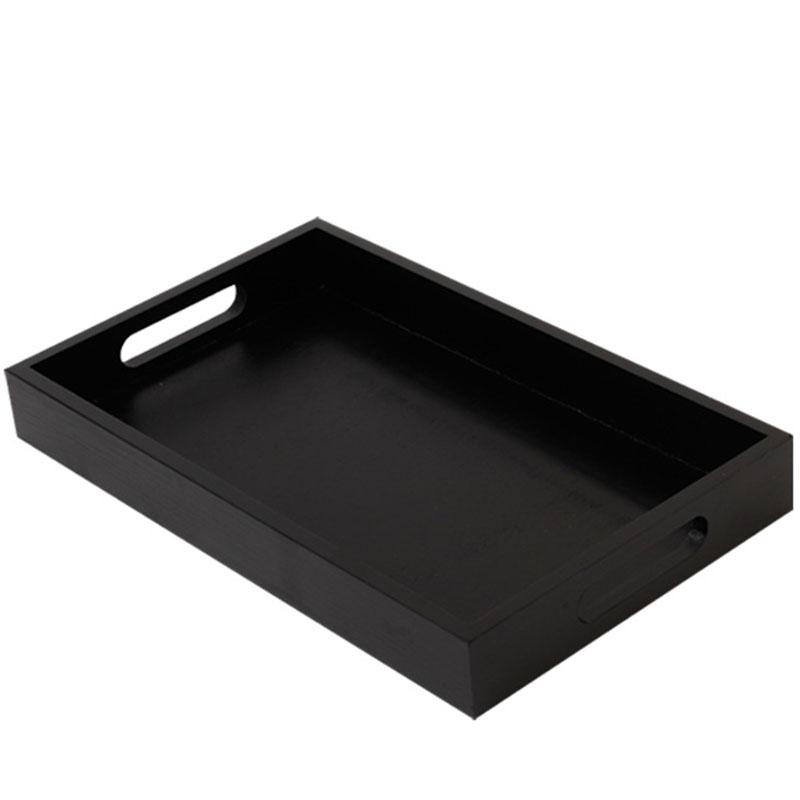 Hotel Restaurant Black Wooden Breakfast Dinner Serving Tray