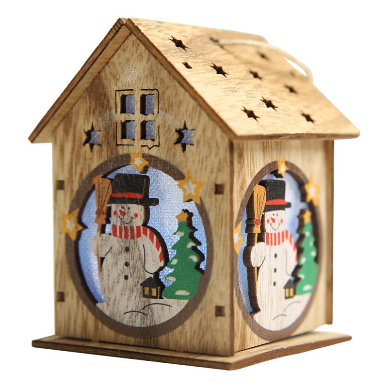  DIY Wooden Christmas Lighting Colorful Cabins Christmas Tree Decorations for Children