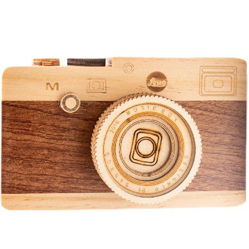 Camera Shape Wood Music Box