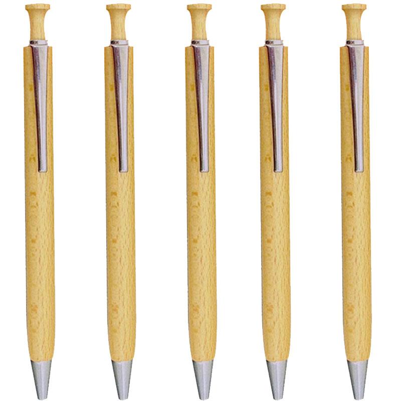 Natural Wood Ballpoint Pen With Metal Clip