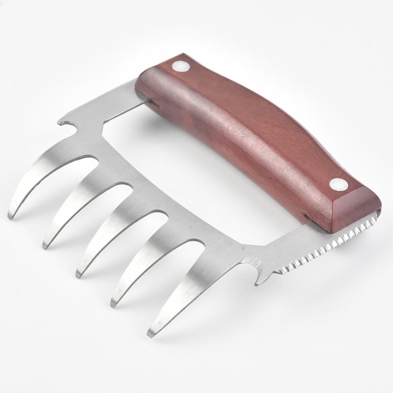 Stainless Steel BBQ Bear Claws with Wood Handle 