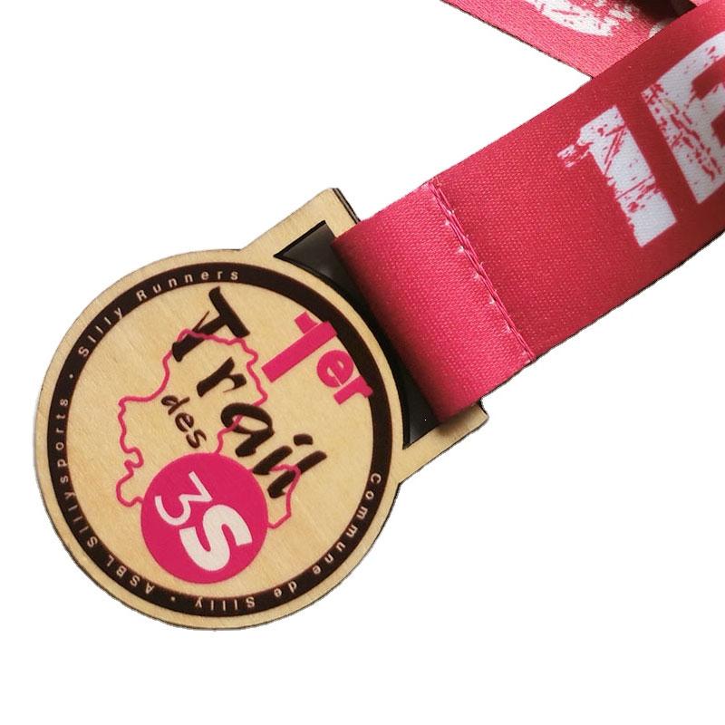 Wooden Medal With Coloured Ribbon