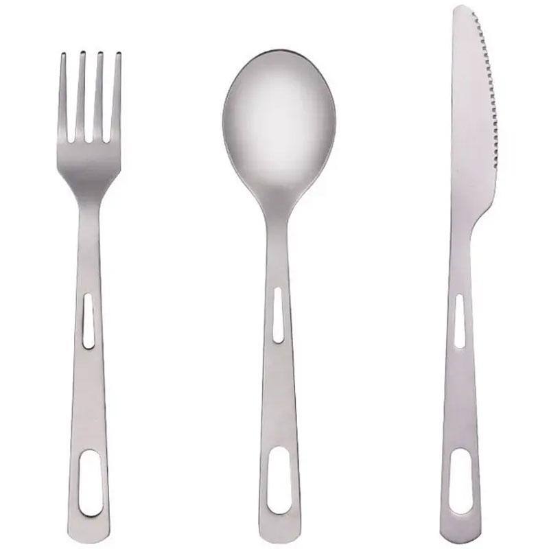 Titanium Knife Fork Spoon 3 piece Camping Portable Tableware Set