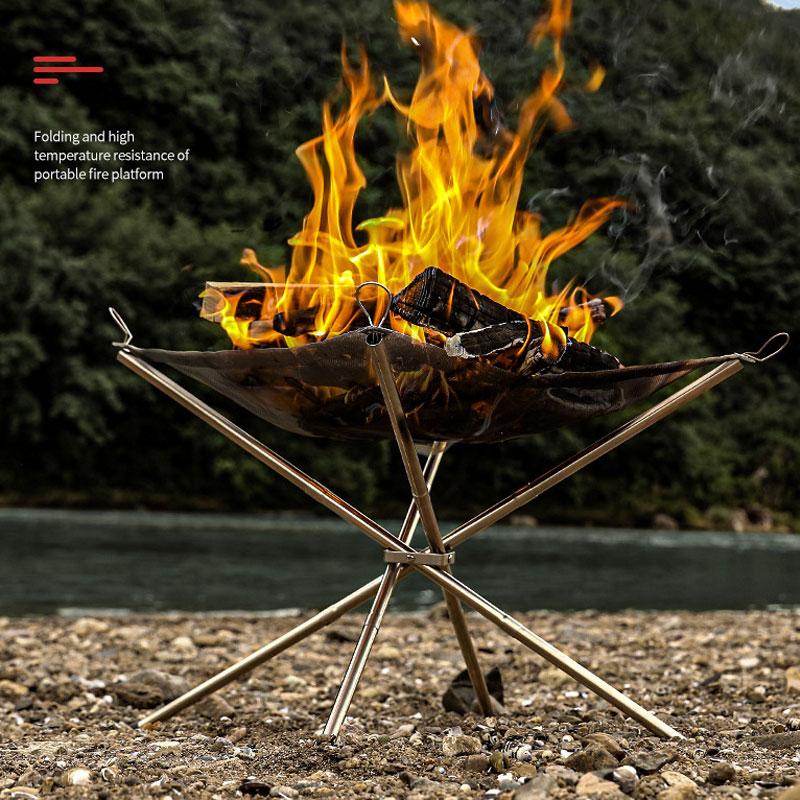 Portable Wood Burning Stand Stainless Steel Folding Camping Fire Pit For Outdoor