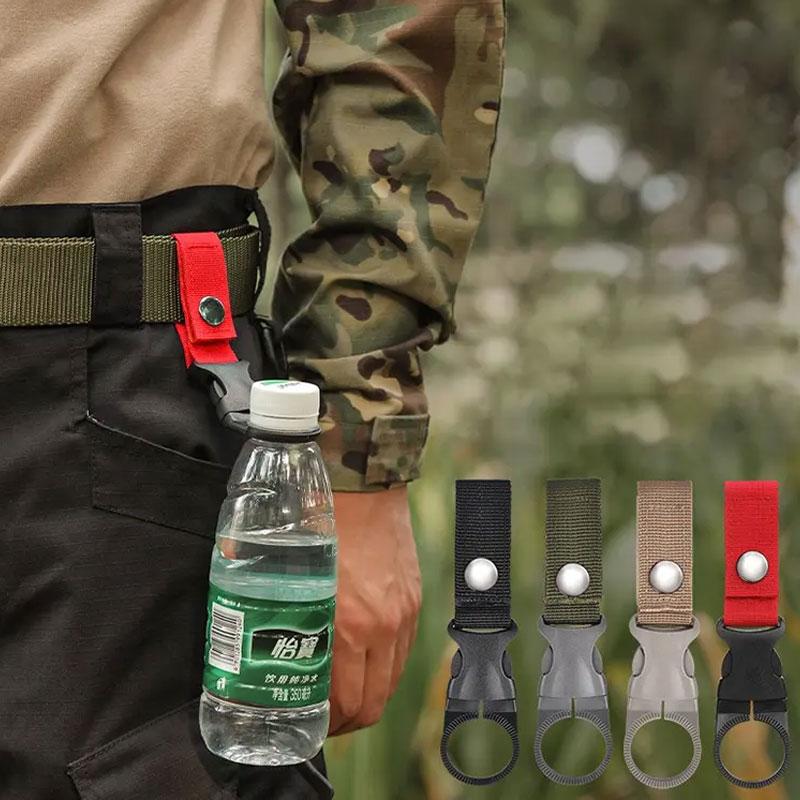 Tactical Hiking Webbing Carabiner Water Bottle Holder Buckle Hook Clip