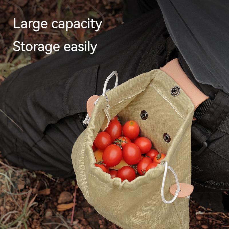 Collapsible PU Leather Waxed Canvas Foraging Bag 