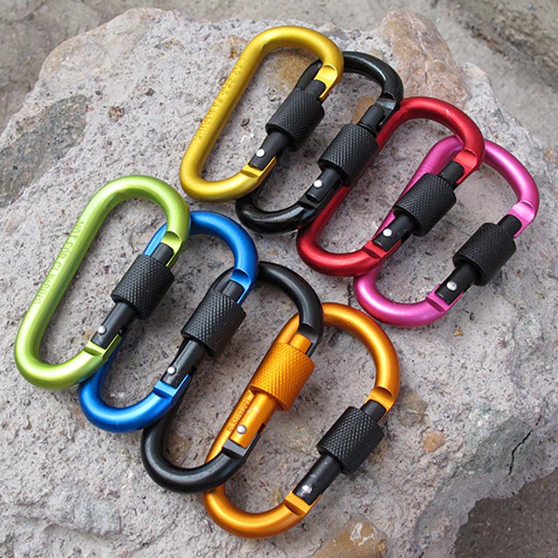 Aluminum Carabiner D-Ring Locking Key Security Camping Hiking Large Strong Durable 9 colors Carabiner