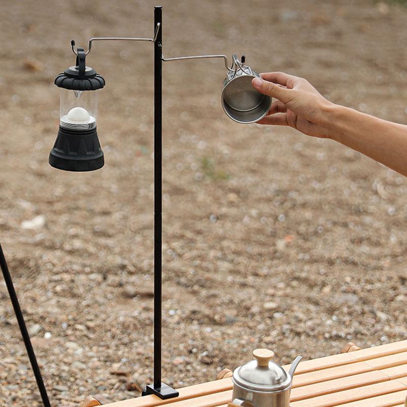 Lantern Stand with Clamp Camping Folding Lamp Pole Portable Aluminum Adjustable Light Stand for Outdoor Picnic 