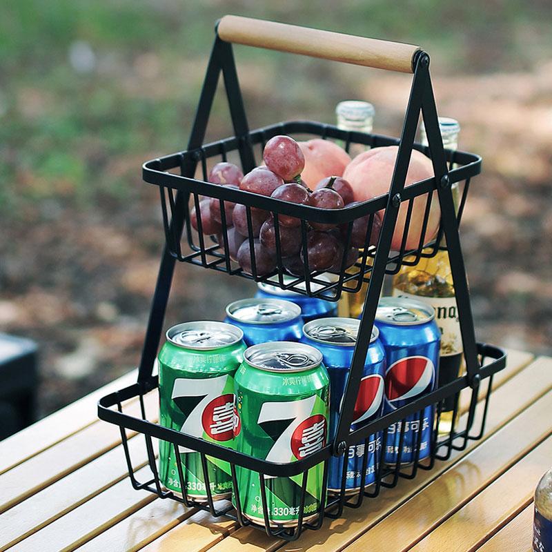 Outdoor Double Fruit Rack Camping Basket 