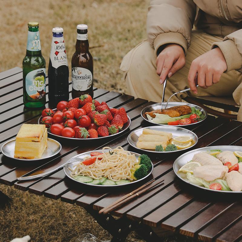 Outdoor Camping Stainless Steel Dinner Plate 